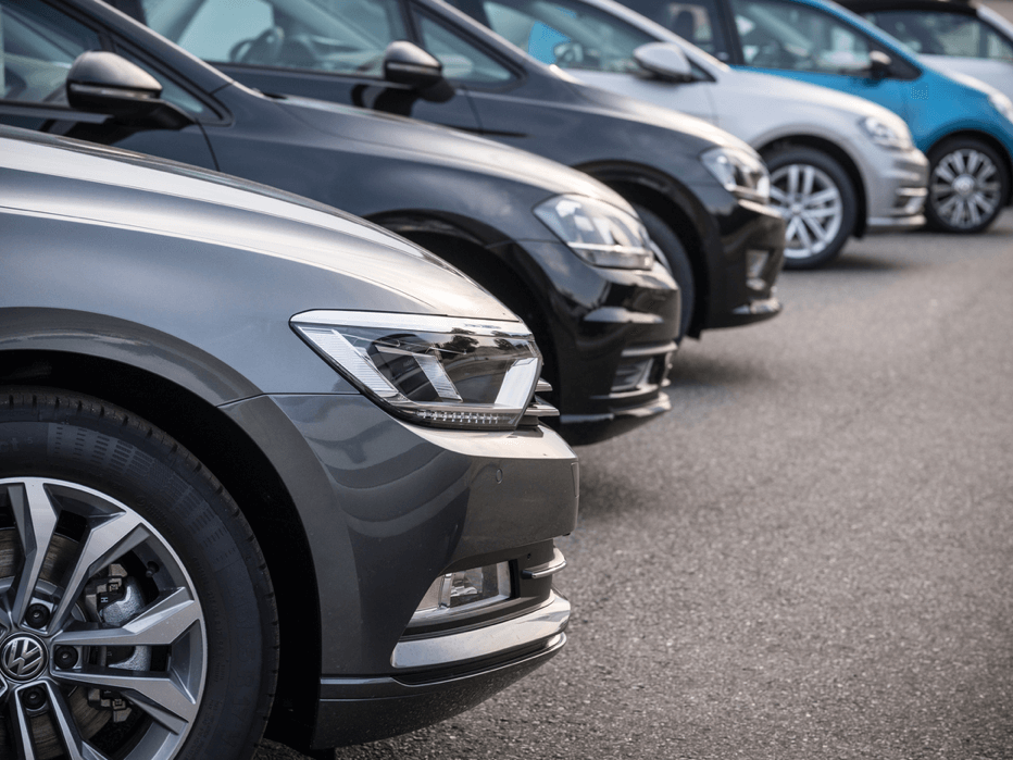 Cars parked at car dealership
