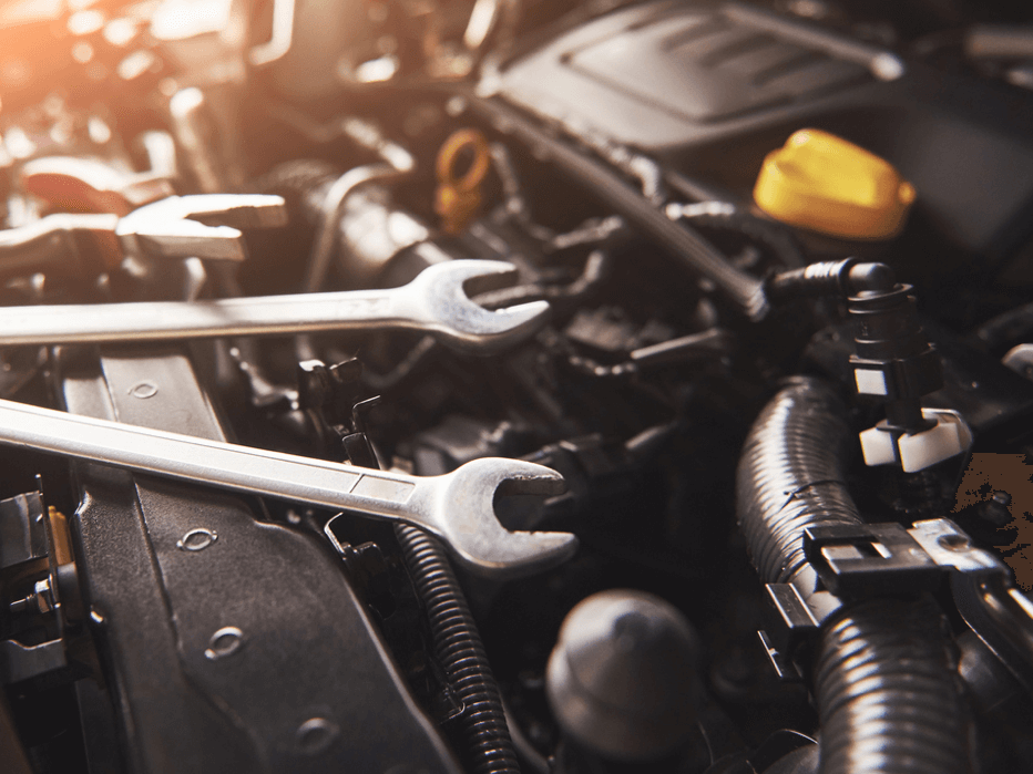 Car service at garage.