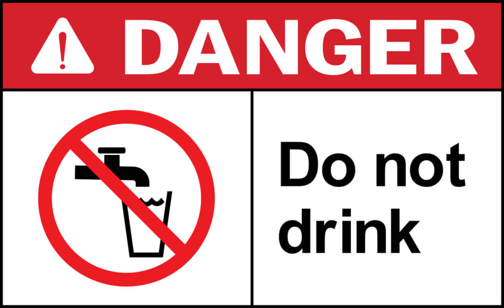 Danger do not drink sign