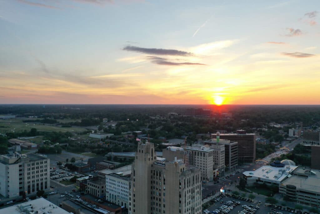 Aerial View of Downtown Flint Michigan