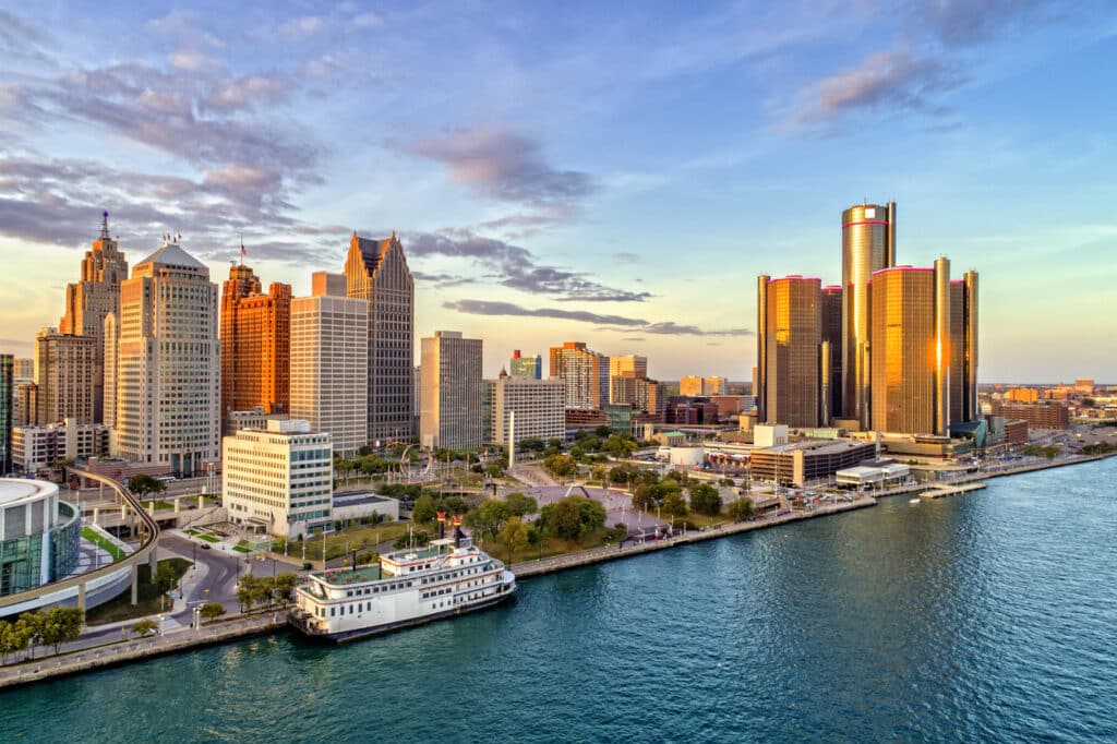 Detroit, Michigan aerial panorama