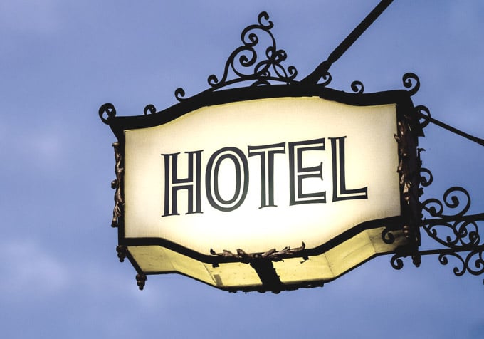 Hotel sign at night