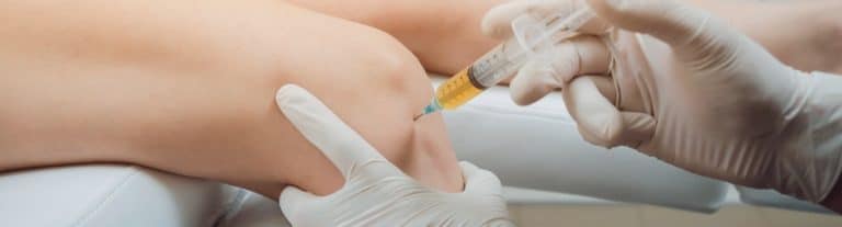 Patient being injected with Synvisc-One syringe