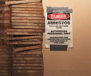 asbestos exposure warning.